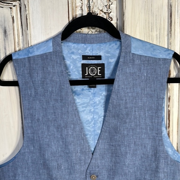 Men’s Joseph Abboud Joe 100% Linen Soft Blue Vest - Picture 5 of 7